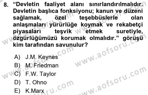 Sendikacılık Dersi 2020 - 2021 Yılı Yaz Okulu Sınav Soruları 8. Soru