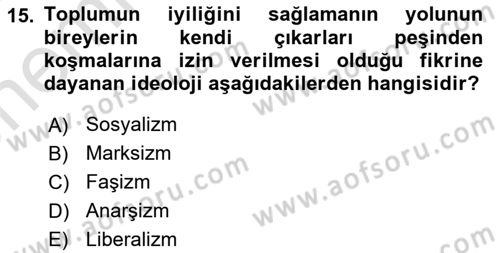 Sendikacılık Dersi 2021 - 2022 Yılı (Vize) Ara Sınav Soruları 15. Soru
