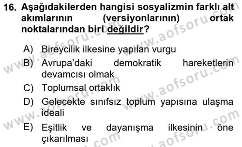 Sendikacılık Dersi 2021 - 2022 Yılı (Vize) Ara Sınav Soruları 16. Soru