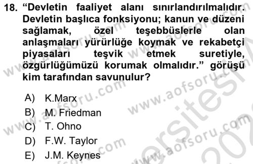 Sendikacılık Dersi 2021 - 2022 Yılı (Vize) Ara Sınav Soruları 18. Soru