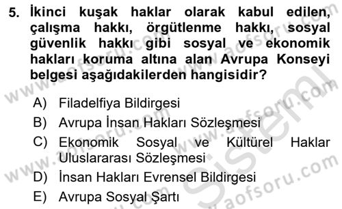 Sendikacılık Dersi 2021 - 2022 Yılı (Vize) Ara Sınav Soruları 5. Soru
