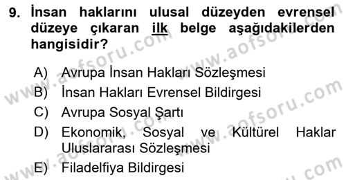 Sendikacılık Dersi 2021 - 2022 Yılı (Vize) Ara Sınav Soruları 9. Soru