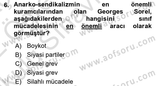 Sendikacılık Dersi 2021 - 2022 Yılı Yaz Okulu Sınav Soruları 6. Soru