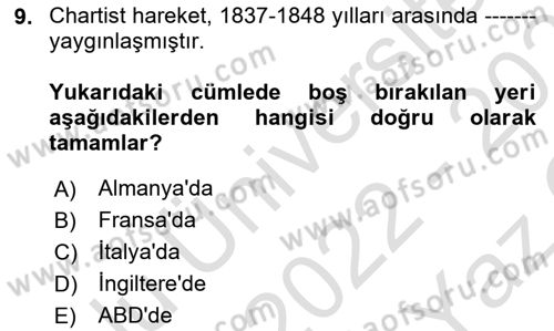 Sendikacılık Dersi 2022 - 2023 Yılı Yaz Okulu Sınav Soruları 9. Soru