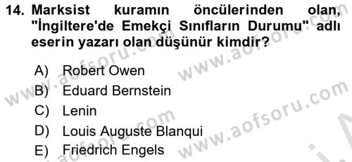 Sendikacılık Dersi 2023 - 2024 Yılı (Vize) Ara Sınav Soruları 14. Soru