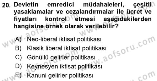 Sendikacılık Dersi 2023 - 2024 Yılı (Vize) Ara Sınav Soruları 20. Soru
