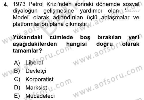 Sendikacılık Dersi 2023 - 2024 Yılı (Final) Dönem Sonu Sınav Soruları 4. Soru