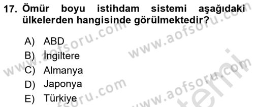 Sendikacılık Dersi 2023 - 2024 Yılı Yaz Okulu Sınav Soruları 17. Soru