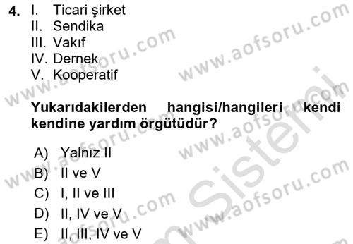 Sendikacılık Dersi 2023 - 2024 Yılı Yaz Okulu Sınav Soruları 4. Soru