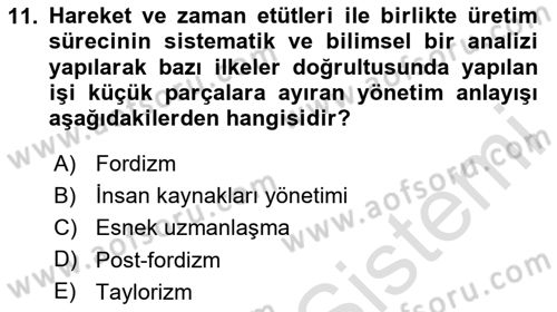 Sendikacılık Dersi 2024 - 2025 Yılı (Vize) Ara Sınav Soruları 11. Soru