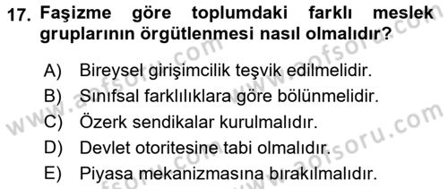 Sendikacılık Dersi 2024 - 2025 Yılı (Vize) Ara Sınav Soruları 17. Soru