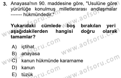 Sendikacılık Dersi 2024 - 2025 Yılı (Vize) Ara Sınav Soruları 3. Soru