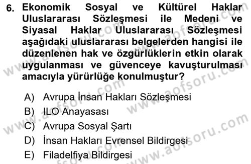 Sendikacılık Dersi 2024 - 2025 Yılı (Vize) Ara Sınav Soruları 6. Soru
