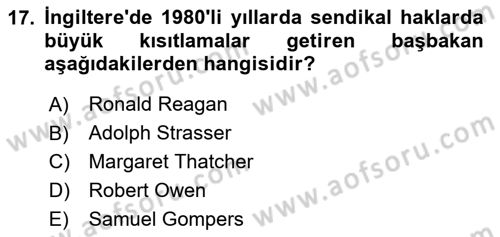 Sendikacılık Dersi 2024 - 2025 Yılı (Final) Dönem Sonu Sınav Soruları 17. Soru
