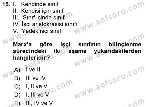Sendikacılık Dersi 2025 - 2026 Yılı (Vize) Ara Sınav Soruları 15. Soru