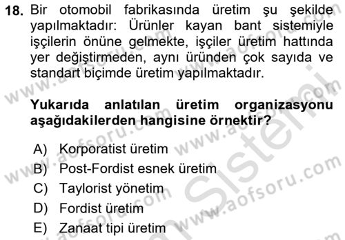 Sendikacılık Dersi 2025 - 2026 Yılı (Vize) Ara Sınav Soruları 18. Soru