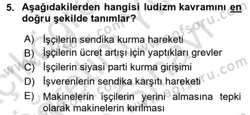 Sendikacılık Dersi 2025 - 2026 Yılı (Vize) Ara Sınav Soruları 5. Soru