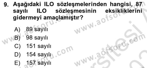 Sendikacılık Dersi 2025 - 2026 Yılı (Vize) Ara Sınav Soruları 9. Soru