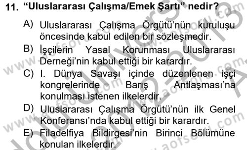 Uluslararası Sosyal Politika Dersi 2012 - 2013 Yılı (Vize) Ara Sınav Soruları 11. Soru