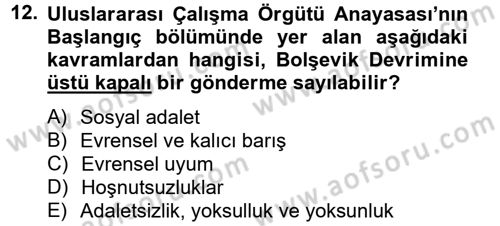 Uluslararası Sosyal Politika Dersi 2012 - 2013 Yılı (Vize) Ara Sınav Soruları 12. Soru
