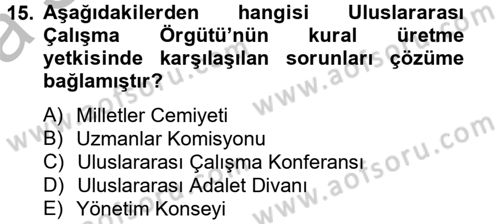 Uluslararası Sosyal Politika Dersi 2012 - 2013 Yılı (Vize) Ara Sınav Soruları 15. Soru