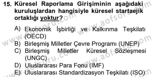 Uluslararası Sosyal Politika Dersi 2012 - 2013 Yılı (Final) Dönem Sonu Sınav Soruları 15. Soru