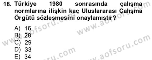 Uluslararası Sosyal Politika Dersi 2012 - 2013 Yılı (Final) Dönem Sonu Sınavı 18. Soru