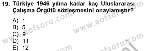 Uluslararası Sosyal Politika Dersi 2012 - 2013 Yılı (Final) Dönem Sonu Sınavı 19. Soru