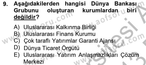 Uluslararası Sosyal Politika Dersi 2012 - 2013 Yılı (Final) Dönem Sonu Sınavı 9. Soru