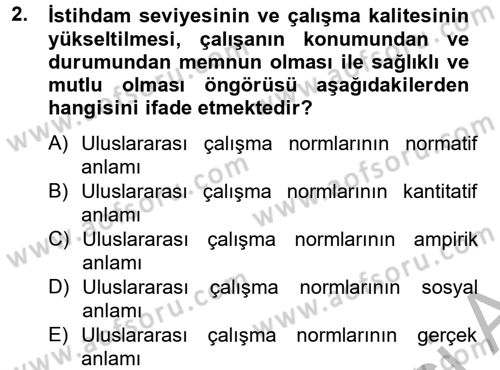 Uluslararası Sosyal Politika Dersi 2013 - 2014 Yılı (Vize) Ara Sınav Soruları 2. Soru