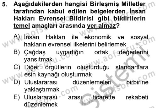 Uluslararası Sosyal Politika Dersi 2013 - 2014 Yılı (Vize) Ara Sınav Soruları 5. Soru