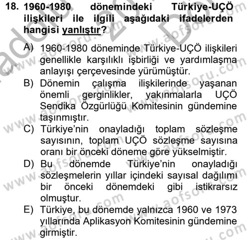Uluslararası Sosyal Politika Dersi 2013 - 2014 Yılı (Final) Dönem Sonu Sınav Soruları 18. Soru