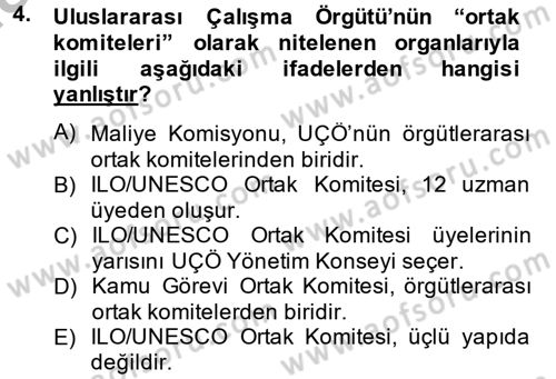 Uluslararası Sosyal Politika Dersi 2013 - 2014 Yılı (Final) Dönem Sonu Sınav Soruları 4. Soru