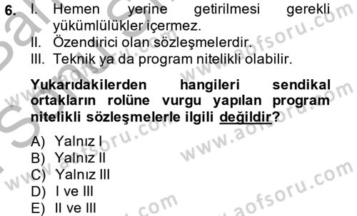 Uluslararası Sosyal Politika Dersi 2013 - 2014 Yılı (Final) Dönem Sonu Sınav Soruları 6. Soru