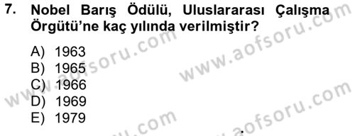 Uluslararası Sosyal Politika Dersi 2013 - 2014 Yılı (Final) Dönem Sonu Sınav Soruları 7. Soru