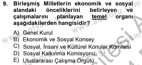 Uluslararası Sosyal Politika Dersi 2013 - 2014 Yılı (Final) Dönem Sonu Sınav Soruları 9. Soru