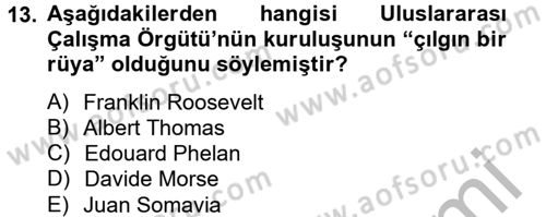 Uluslararası Sosyal Politika Dersi 2014 - 2015 Yılı (Vize) Ara Sınav Soruları 13. Soru
