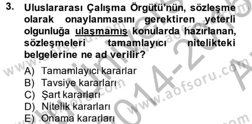Uluslararası Sosyal Politika Dersi 2014 - 2015 Yılı (Vize) Ara Sınav Soruları 3. Soru