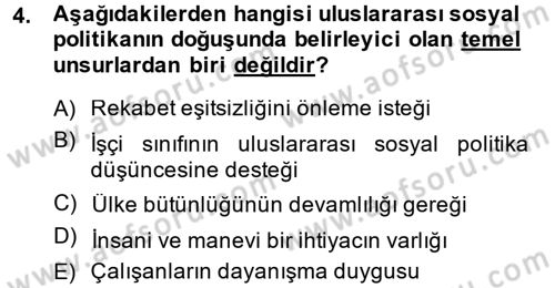 Uluslararası Sosyal Politika Dersi 2014 - 2015 Yılı (Vize) Ara Sınav Soruları 4. Soru