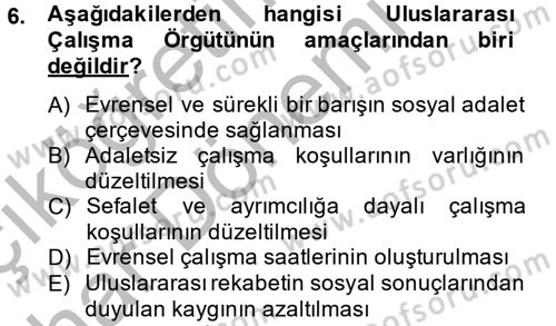 Uluslararası Sosyal Politika Dersi 2014 - 2015 Yılı (Vize) Ara Sınav Soruları 6. Soru