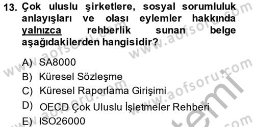 Uluslararası Sosyal Politika Dersi 2014 - 2015 Yılı (Final) Dönem Sonu Sınav Soruları 13. Soru