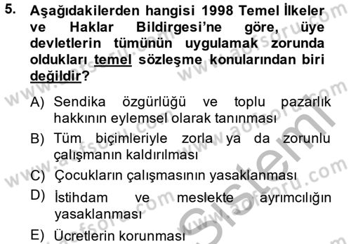 Uluslararası Sosyal Politika Dersi 2014 - 2015 Yılı (Final) Dönem Sonu Sınav Soruları 5. Soru