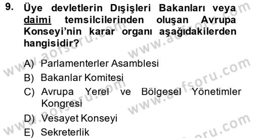 Uluslararası Sosyal Politika Dersi 2014 - 2015 Yılı (Final) Dönem Sonu Sınav Soruları 9. Soru