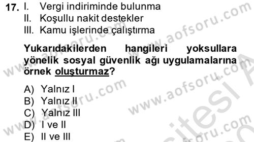 Uluslararası Sosyal Politika Dersi 2014 - 2015 Yılı Tek Ders Sınavı 17. Soru