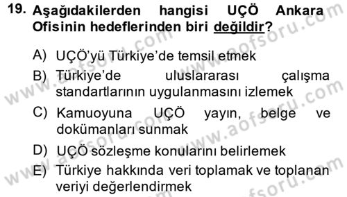 Uluslararası Sosyal Politika Dersi 2014 - 2015 Yılı Tek Ders Sınav Soruları 19. Soru