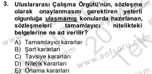Uluslararası Sosyal Politika Dersi 2014 - 2015 Yılı Tek Ders Sınav Soruları 3. Soru