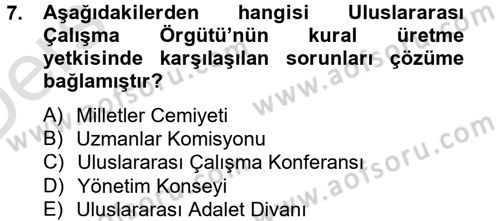 Uluslararası Sosyal Politika Dersi 2014 - 2015 Yılı Tek Ders Sınav Soruları 7. Soru