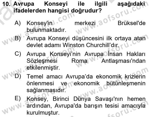 Uluslararası Sosyal Politika Dersi 2015 - 2016 Yılı (Final) Dönem Sonu Sınav Soruları 10. Soru