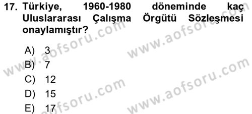 Uluslararası Sosyal Politika Dersi 2015 - 2016 Yılı (Final) Dönem Sonu Sınav Soruları 17. Soru