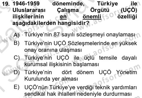 Uluslararası Sosyal Politika Dersi 2015 - 2016 Yılı (Final) Dönem Sonu Sınav Soruları 19. Soru